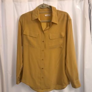 Mustard silk Equipment blouse- perfect for fall!